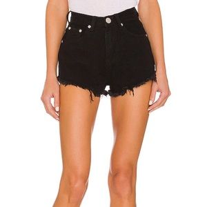 Superdown black denim shorts